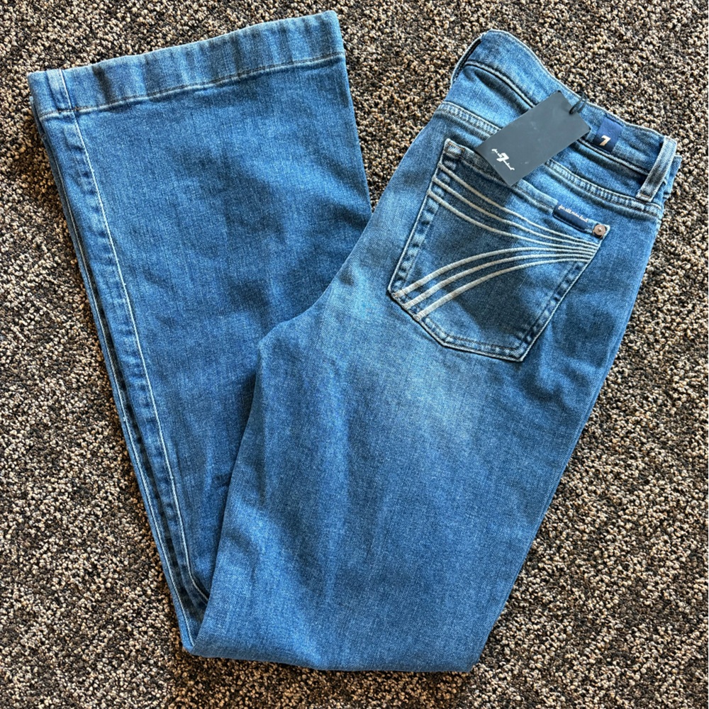 7 For All Mankind Blue Flare & Wide Leg Jeans